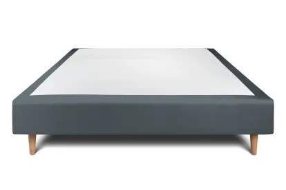 Sommier Tapissier 135x190 cm - H35 cm - Velours - Gris anthracite