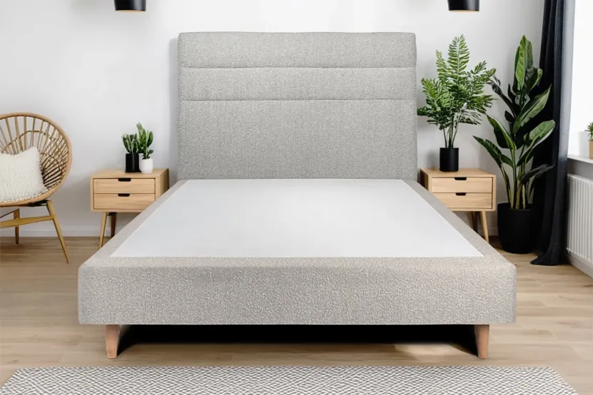Tête de lit 180 cm Lignes - Tissu Bouclette Gris