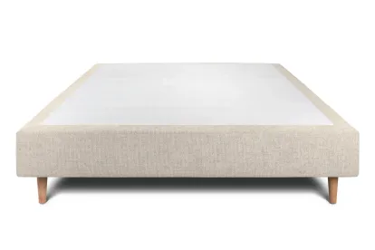 Sommier Tapissier 135x190 cm - H35 cm - Toile nattée - Beige clair