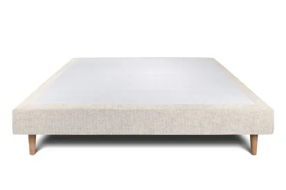Sommier Tapissier 135x190 cm - H29 cm - Toile nattée - Beige clair