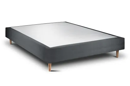 Sommier Tapissier 150x190 cm - H35 cm - Velours - Gris anthracite