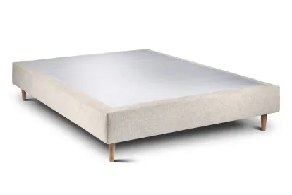 Sommier Tapissier 135x190 cm - H35 cm - Toile nattée - Beige clair