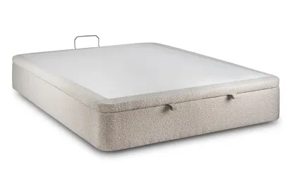 Sommier Coffre 140x190 cm - Bouclette - Beige clair
