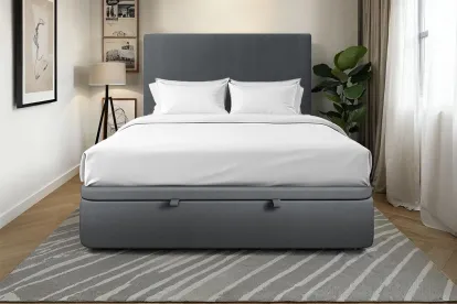 Sommier Coffre 200x200 cm - Velours - Gris anthracite