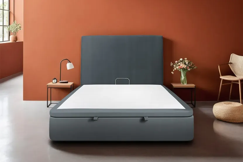 Sommier Coffre 200x200 cm - Velours - Gris Anthracite