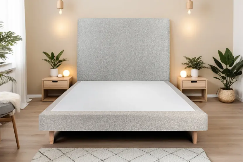 Sommier Tapissier 160x200 cm (déjà monté) - Bouclette - Gris