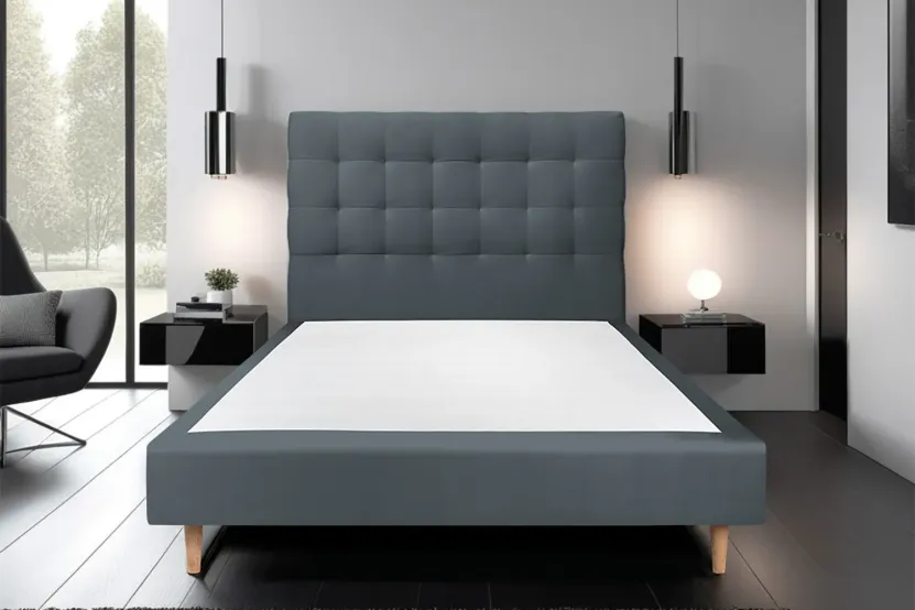 Tête de lit 180 cm Capitonnée - Tissu Velours Gris Anthracite