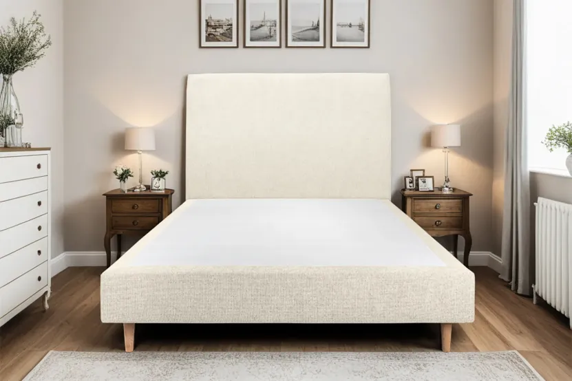 Tête de lit 200 cm Tapissée - Tissu Toile Natté Beige Clair
