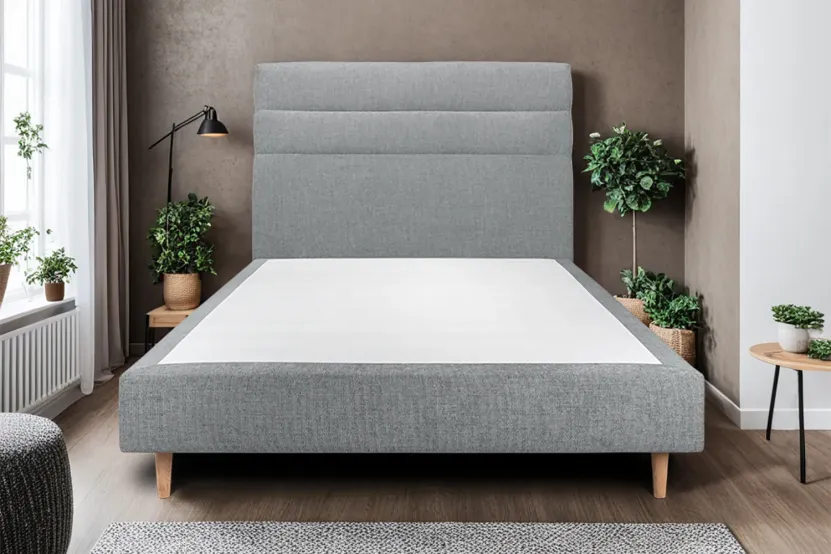 Tête de lit 140 cm Lignes - Tissu Toile Natté Gris Anthracite