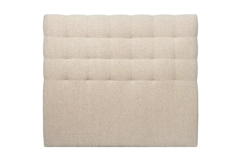 Tête de lit 150 cm Capitonnée - Tissu Bouclette Beige Clair