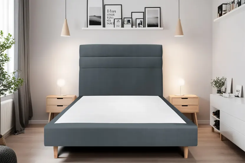 Tête de lit 180 cm Lignes - Tissu Velours Gris Anthracite