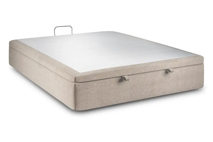 Sommier Coffre 180x200 cm - Toile Nattée - Beige Brun