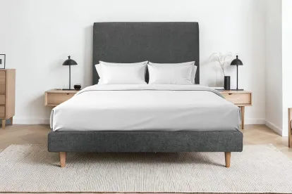 Sommier Tapissier 150x190 cm - H29 cm - Toile nattée - Gris anthracite