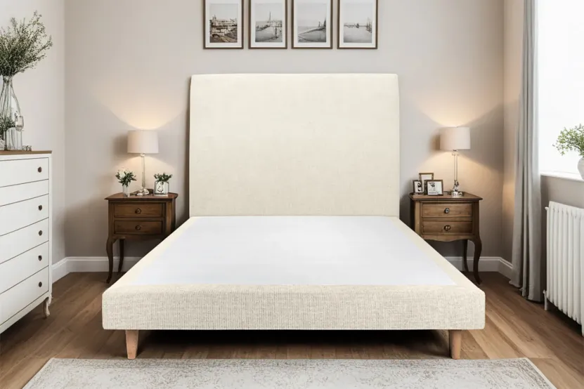 Sommier Tapissier 150x190 cm (déjà monté) - Toile Nattée - Beige Clair