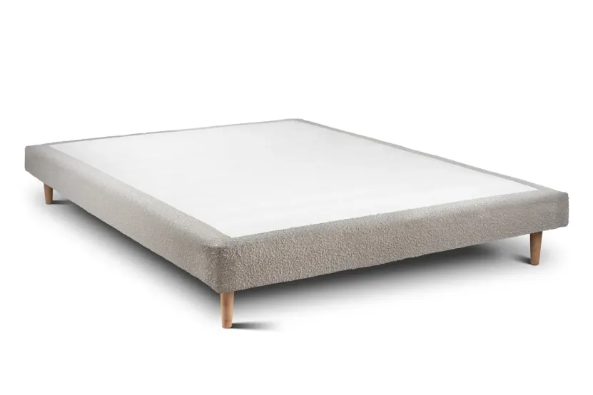 Sommier Tapissier 135x190 cm (déjà monté) - Bouclette - Beige Clair