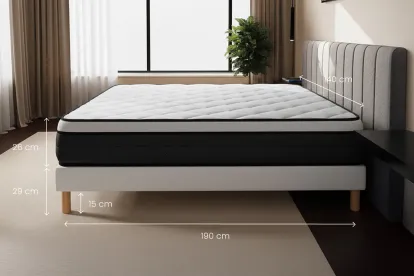 Ensemble Matelas Sommier 140x190 cm - Sommier Blanc (déjà monté) - Suite