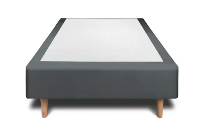 Sommier Tapissier 90x190 cm - H35 cm - Velours - Gris anthracite