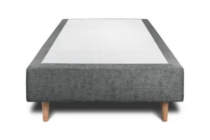 Sommier Tapissier 90x200 cm - H35 cm - Toile nattée - Gris anthracite