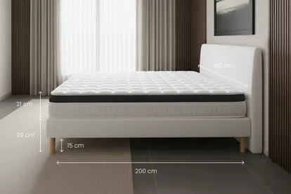 Ensemble Matelas Sommier 160x200 cm - Sommier Blanc (en kit) - Supérieur