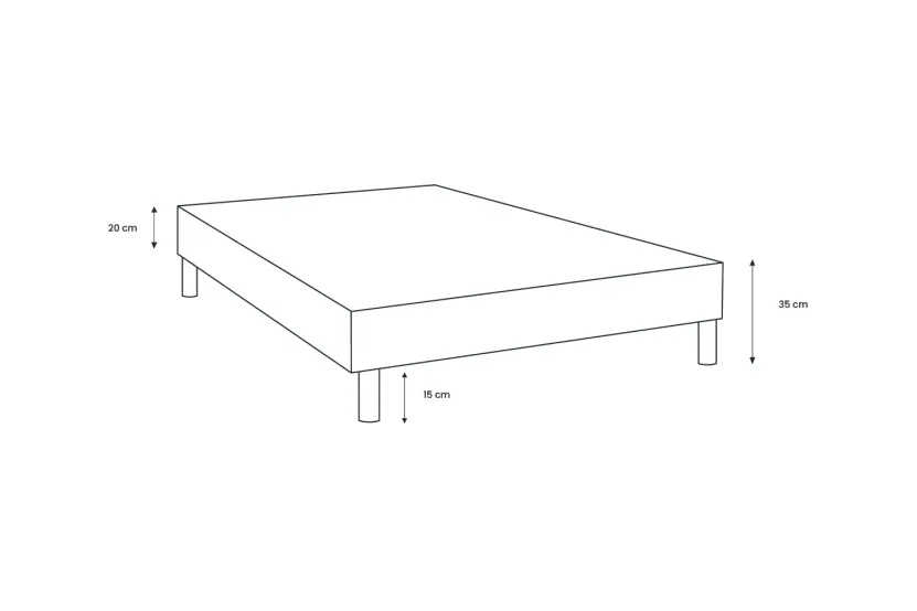 Sommier Tapissier 90x190 cm - H35 cm - Toile nattée - Gris anthracite