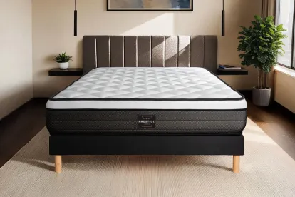 Ensemble Matelas Sommier 120x200 cm - Sommier Noir (en kit) - Suite