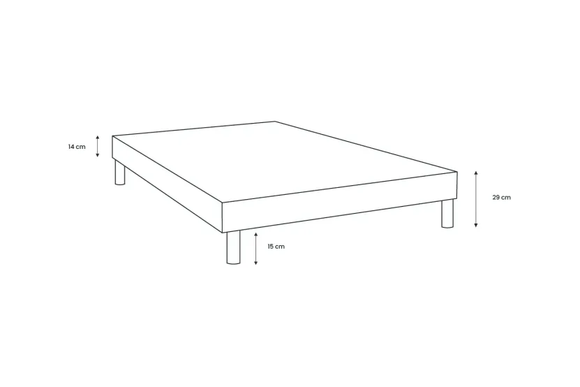 Sommier Tapissier 90x200 cm - H29 cm - Toile nattée - Beige clair