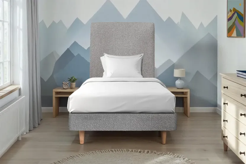 Sommier Tapissier 90x200 cm - H29 cm - Bouclette - Gris