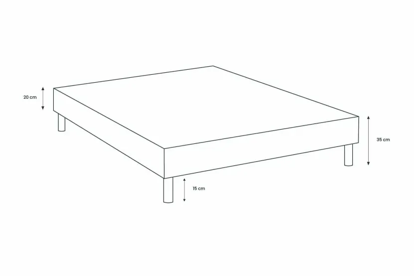 Sommier Tapissier 150x190 cm - H35 cm - Toile nattée - Beige clair